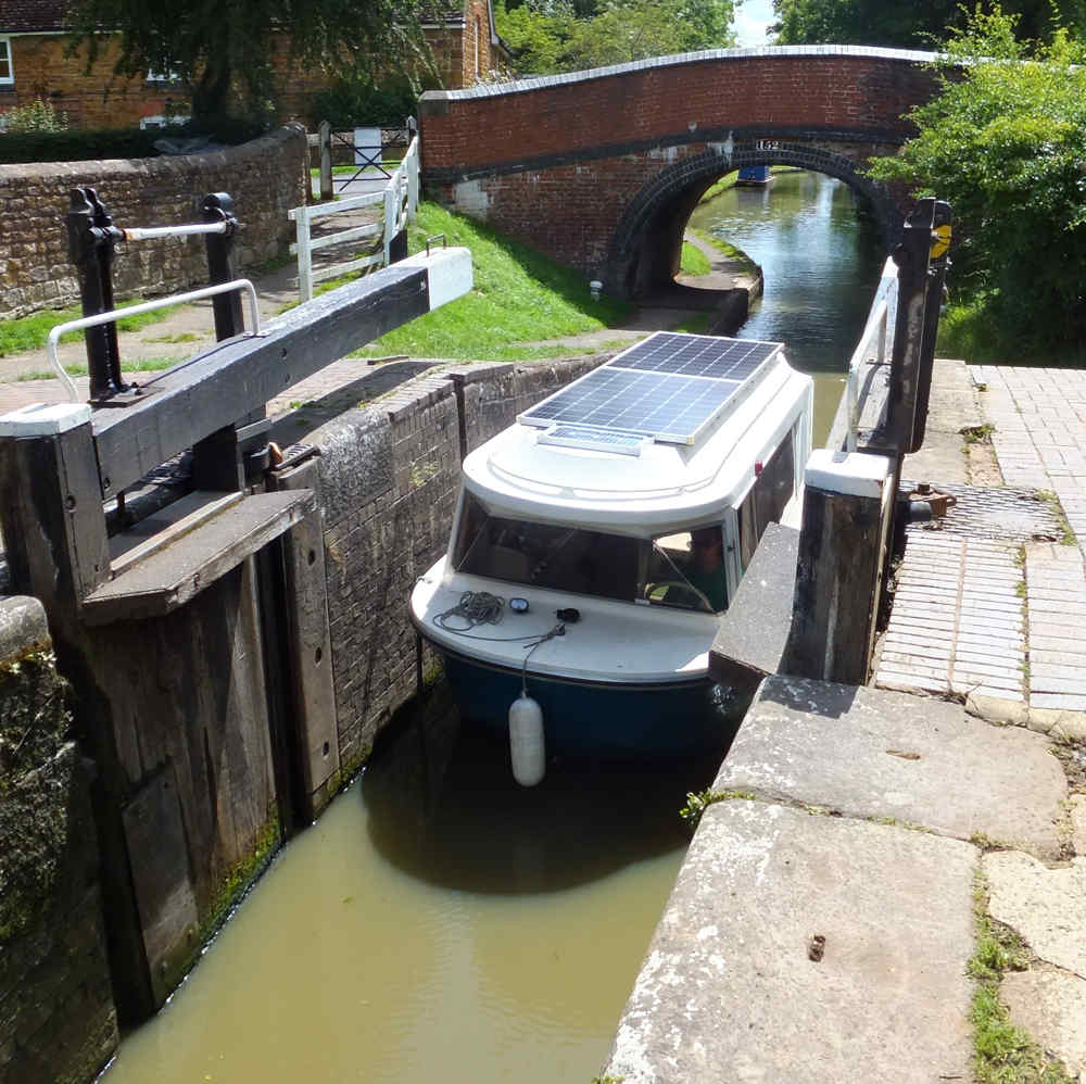 Pike Lock Boat solar powered entering lock